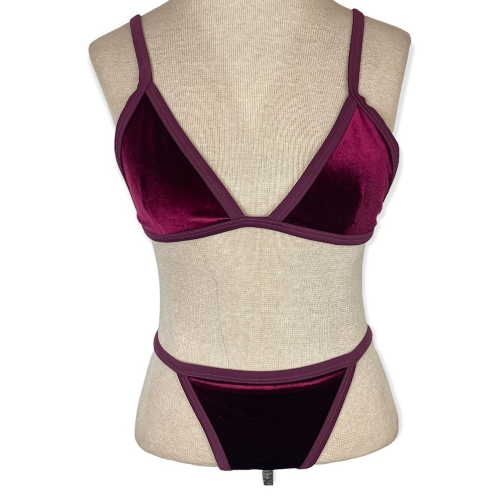 AURELIA AQUA maroon Velvet bikini 2 piece swimsuit